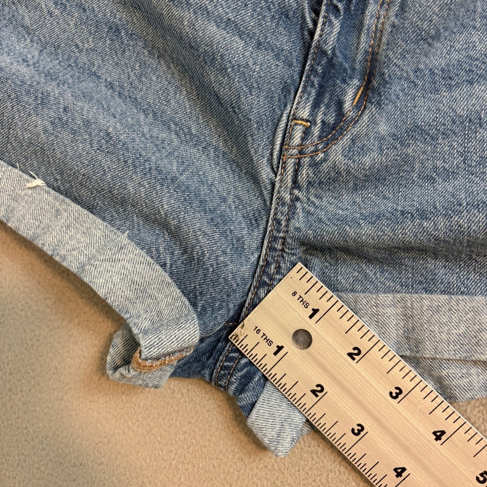 American Eagle Highest Rise Mom Shorts Womens 2 Blue Denim Cuffed Medium Wash - Picture 4 of 8